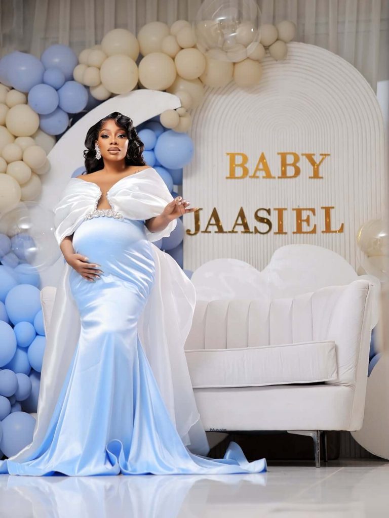 Socialite Bad Black, after giving birth to baby bpy on the day she turned 36.