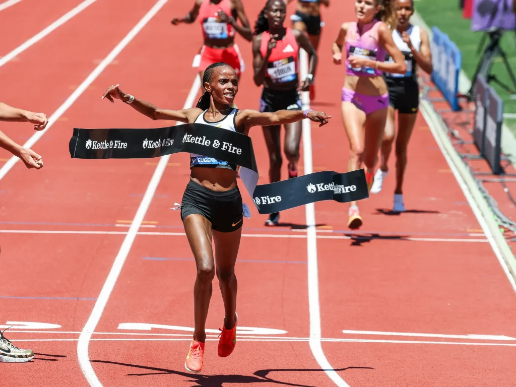 Faith Kipyegon and Beatrice Chebet set world records at Prefontaine Classic.