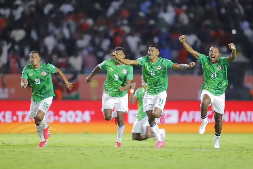 Madagascar stun Kenya on penalties to reach CHAN semifinals.