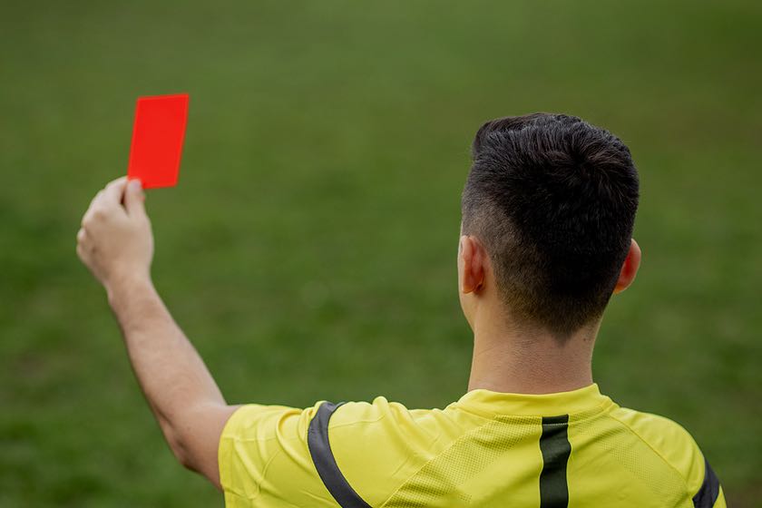 red cards in football