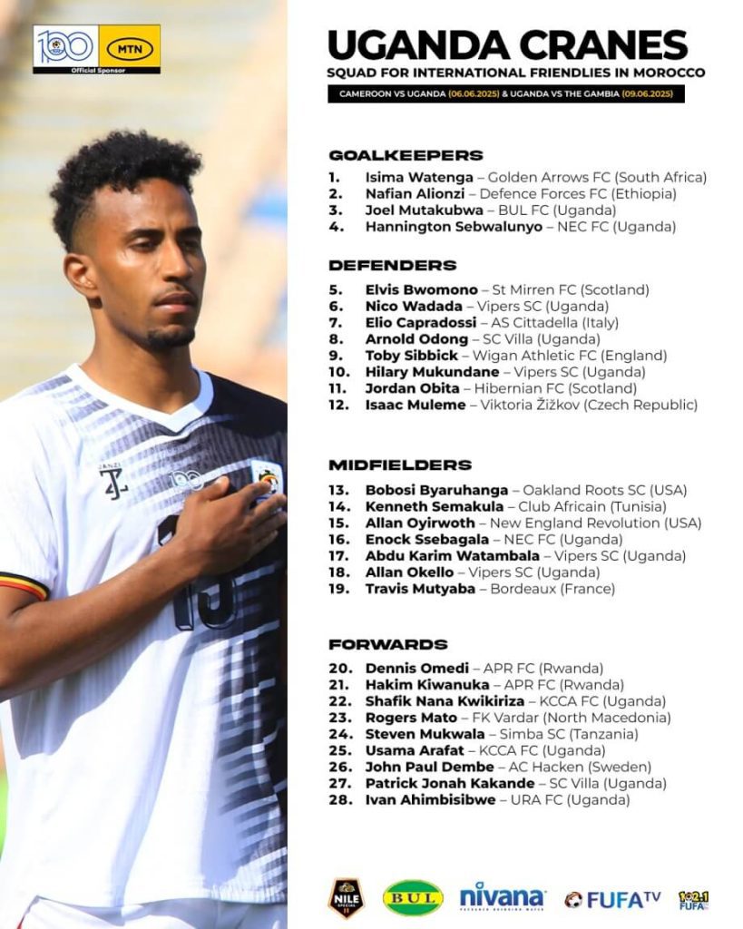 Cranes squad announced for June international friendlies.