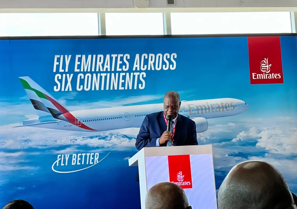 Emirates marking its anniversary at Entebbe International Airport.